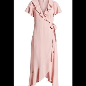 NWT CHELSEA28 Ruffle Wrap Dress - Size S - Pink Zephyr